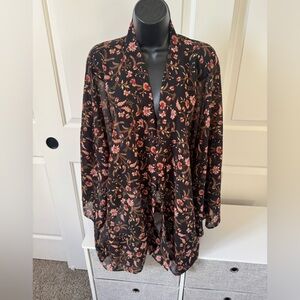 Floral Black Kimono Cardigan